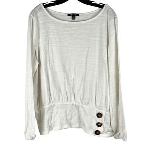 Cable & Gauge White Long Sleeve with Fashion Buttons Large